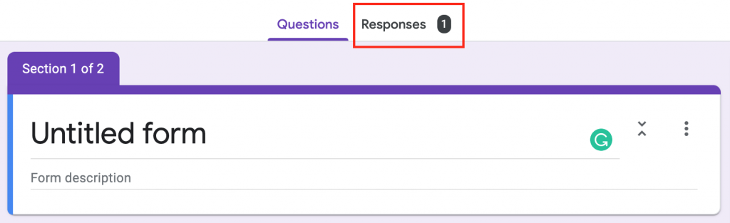 google forms responses tab