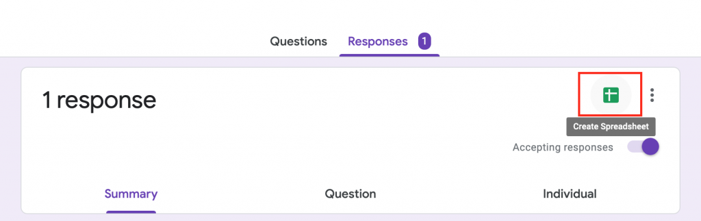 google forms create spreadsheet